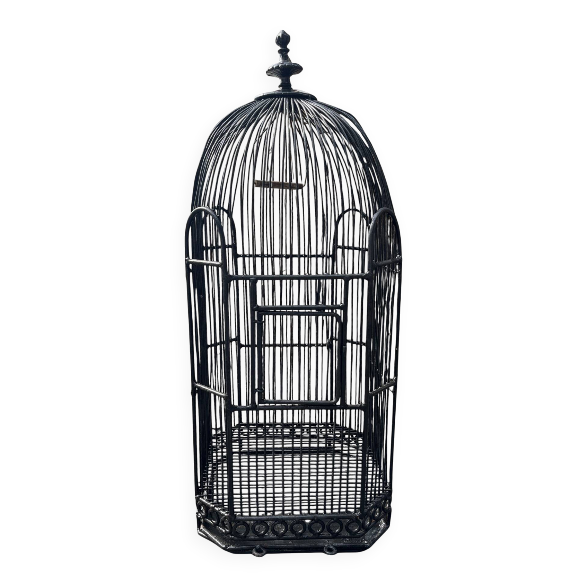 Old black metal birdcage from the early 20th century.