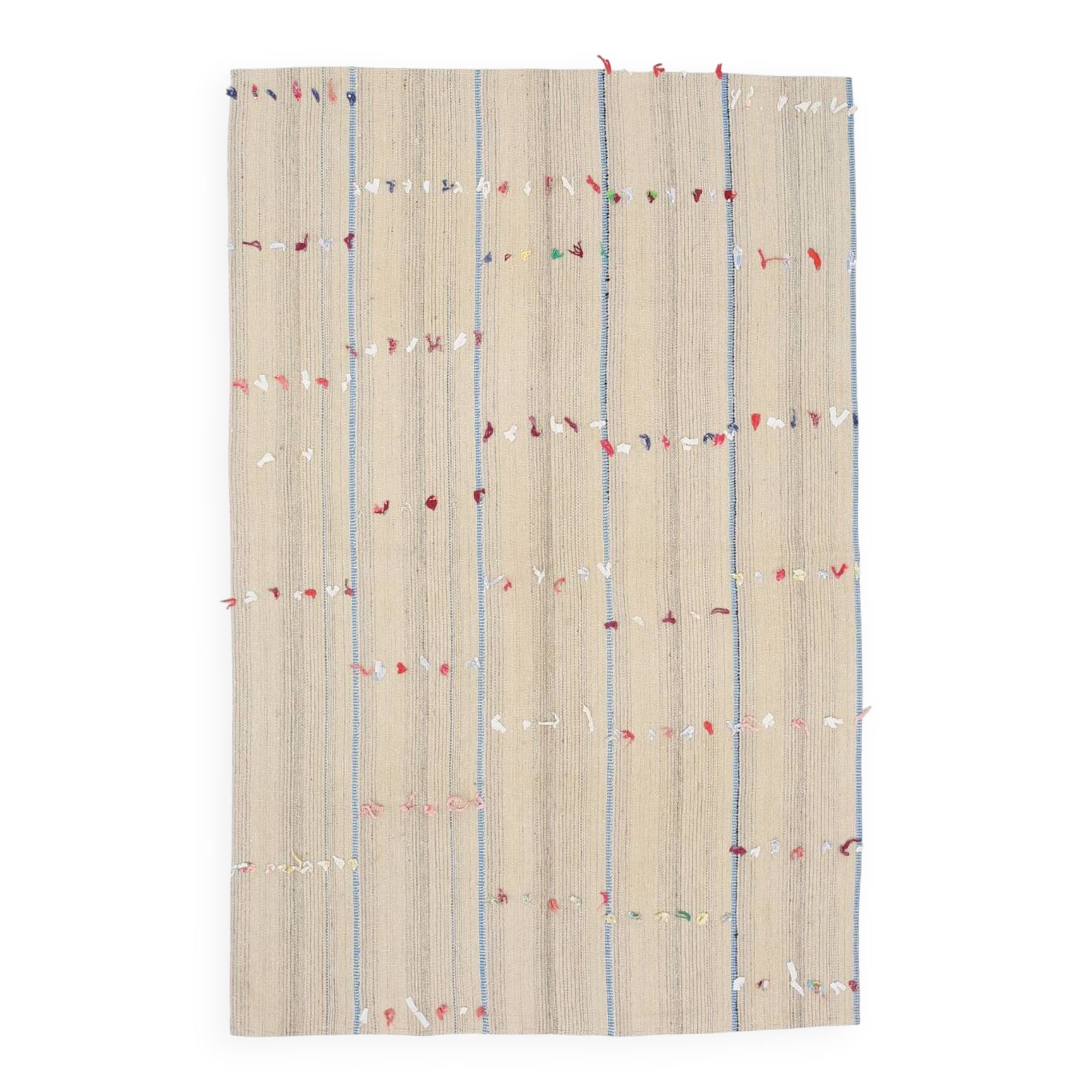 5x8 Cream & Beige Vintage Kilim Rug, 151x230Cm