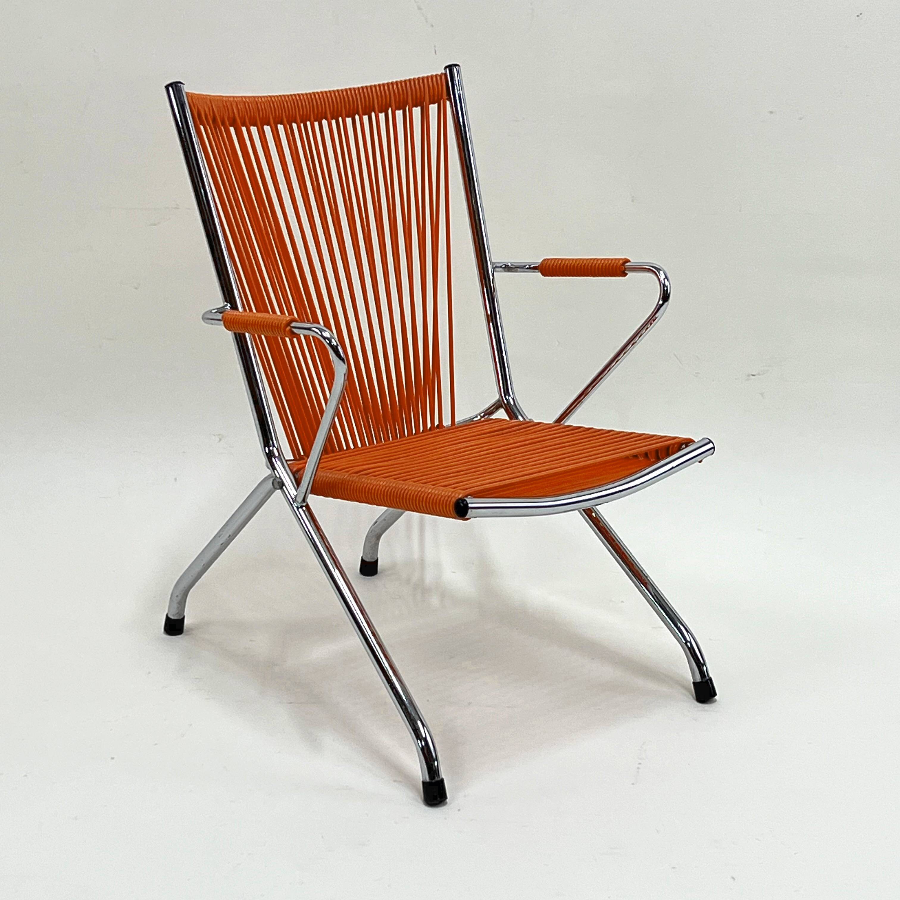 "Scoubidou" Orange Vintage 60's Folding Child's Armchair Chair