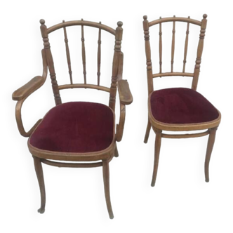 Paire de chaises de bistrot ancienne Thonet - rénovée entièrement