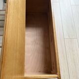 Coffre en bois et rotin