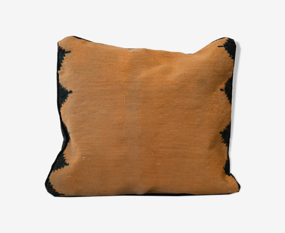 Coussin Kilim en laine orange fait main