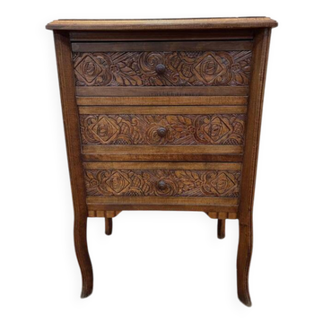 Carved wooden chiffonier chest of drawers