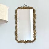 Rectangular vintage wall mirror with bronze frame, bronze mirror