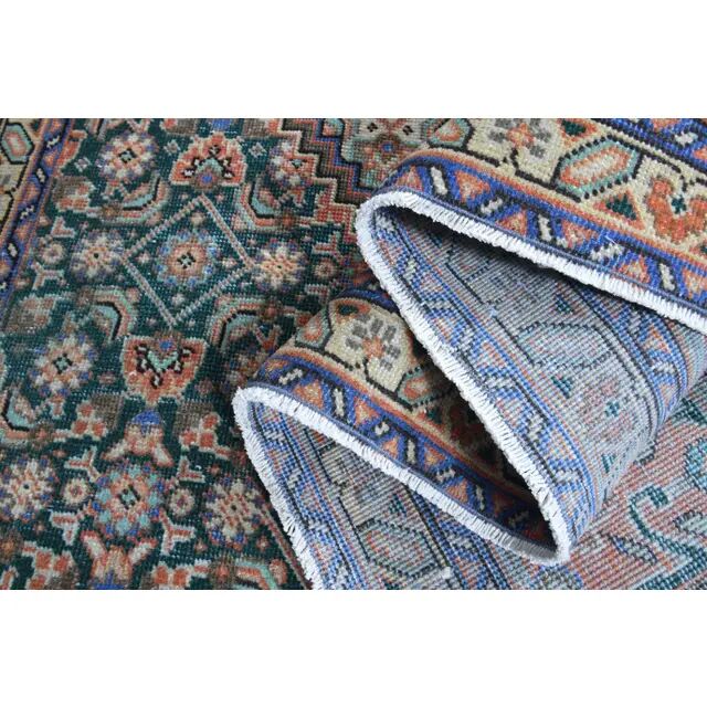 1970s Vintage Persian Handmade Wool Cotton Brown Area Rug 296x380