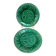 Set of 2 green earthenware dessert plates with vine decoration.