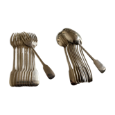 Covered 10 forks and 10 spoons of Cluny Vieux Paris brewery in silver metal 1960