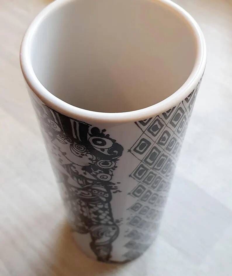 Vintage Rosenthal Studio-Line vase by Bjørn Wiinblad Model "Duet" (Flute Player and Drummer), Mid-Century German porcelain, signed