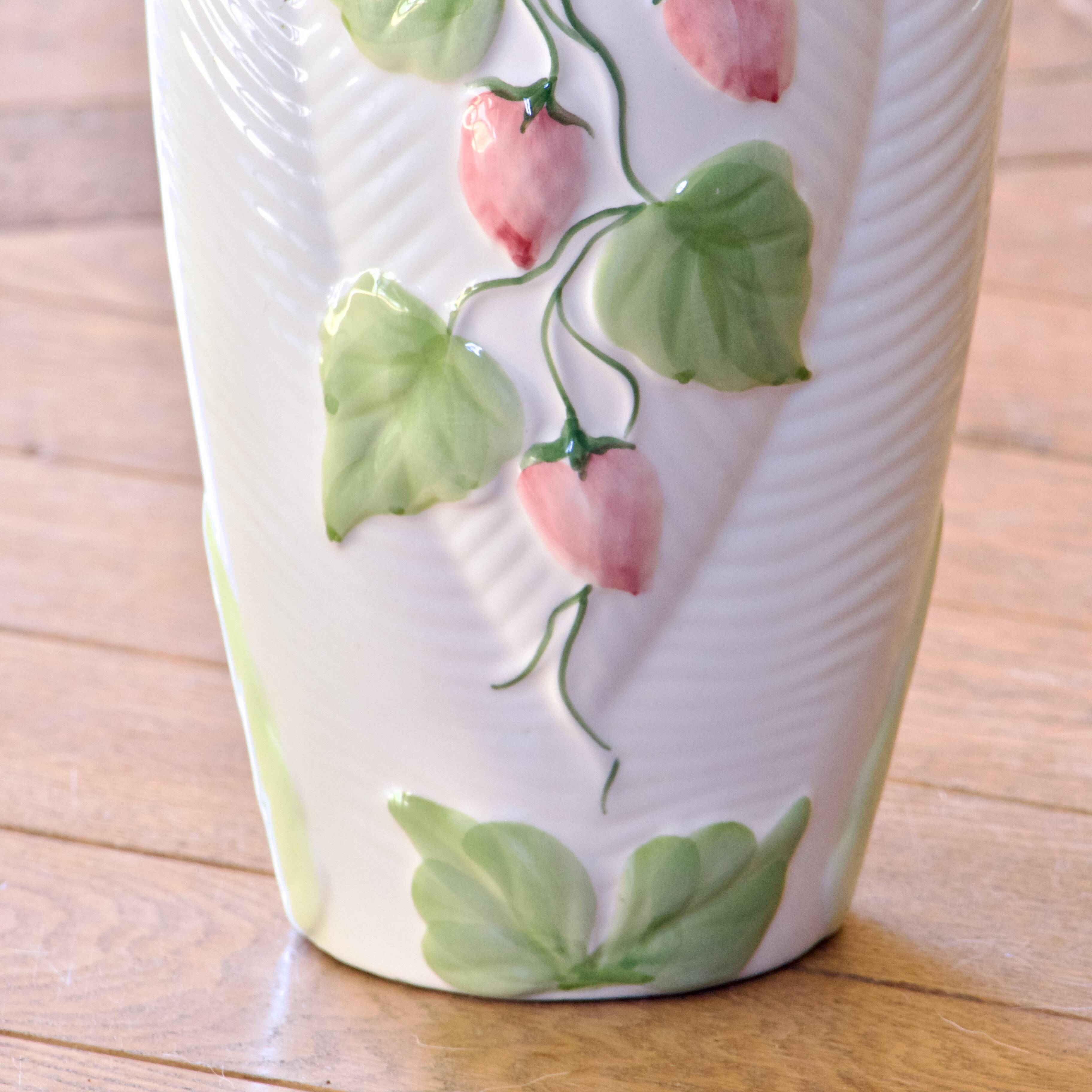 Large vintage strawberry-shaped earthenware vase