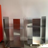 Pair of brushed aluminum bedsides