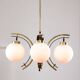 Mid-Century Modern Italian Brass and Opaline Chandelier