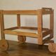 Brutalist Scandinavian bar cart / serving trolley in solid oak, 1950s