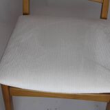 Pair of vintage teak chairs with white corduroy top, 1960s Sweden