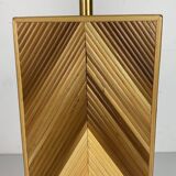 Midcentury pencil reed rattan bamboo and brass table lamp, 1970s