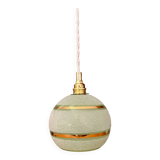 Vintage globe pendant light in green and gold granite glass