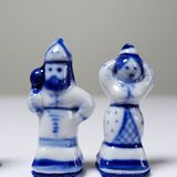 Rare and unique Gzhel porcelain travel chess set by Yuri Garanin