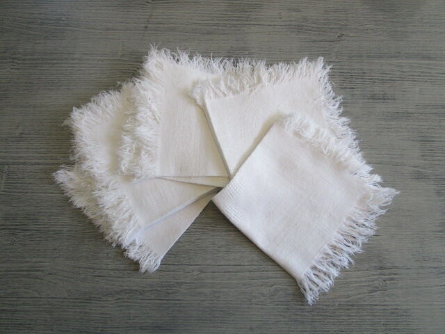 10 antique tea towels damassées- embroidered 29x29cm