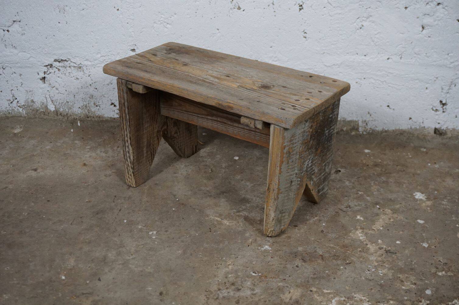Vintage handcrafted raw foot stool