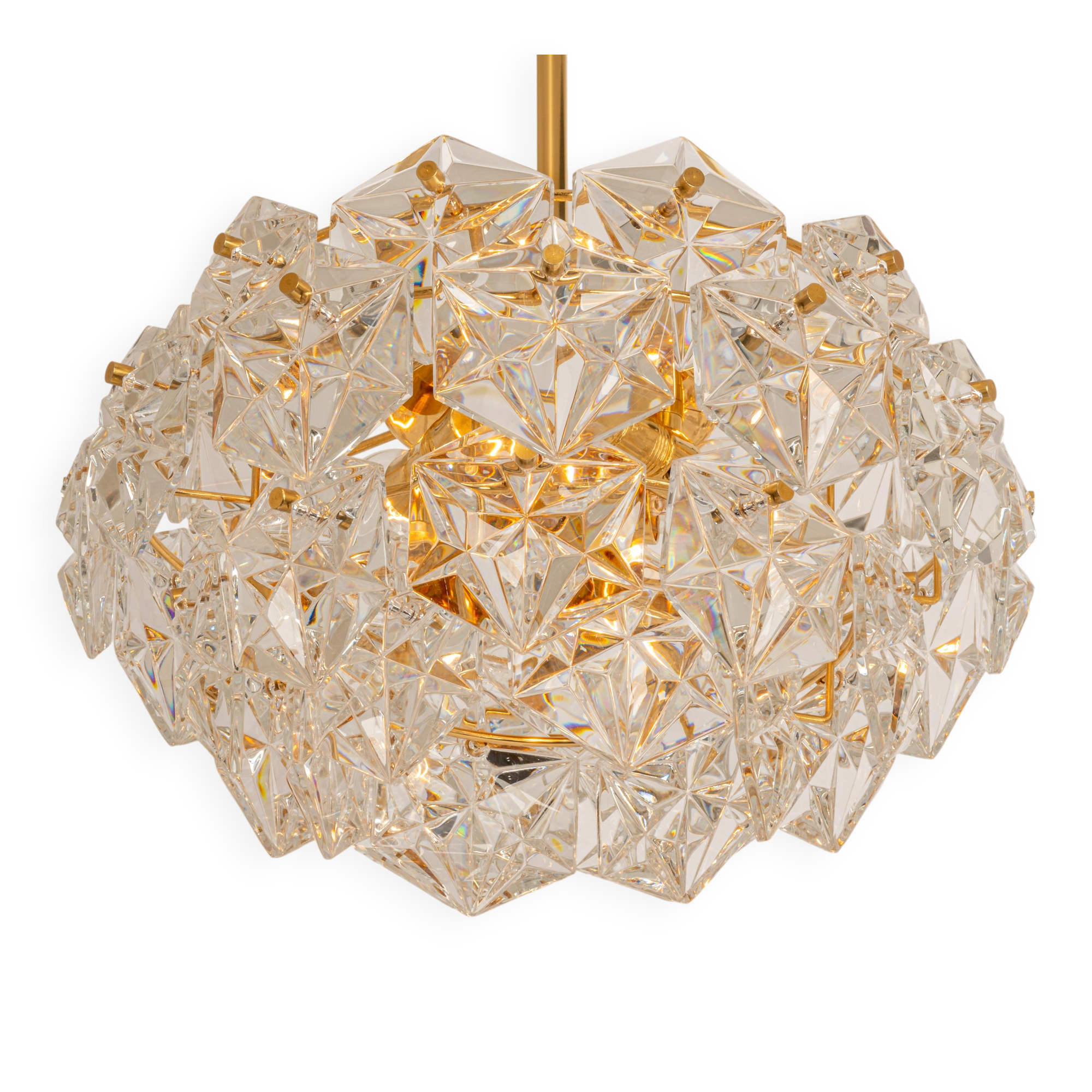 Chandelier, Brass and Crystal Glass by Kinkeldey, Germany, 1970s