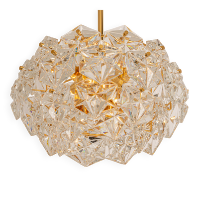Lustre, Laiton et Verre Cristal par Kinkeldey, Allemagne, années 1970