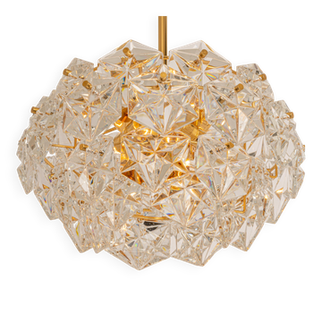 Chandelier, Brass and Crystal Glass by Kinkeldey, Germany, 1970s