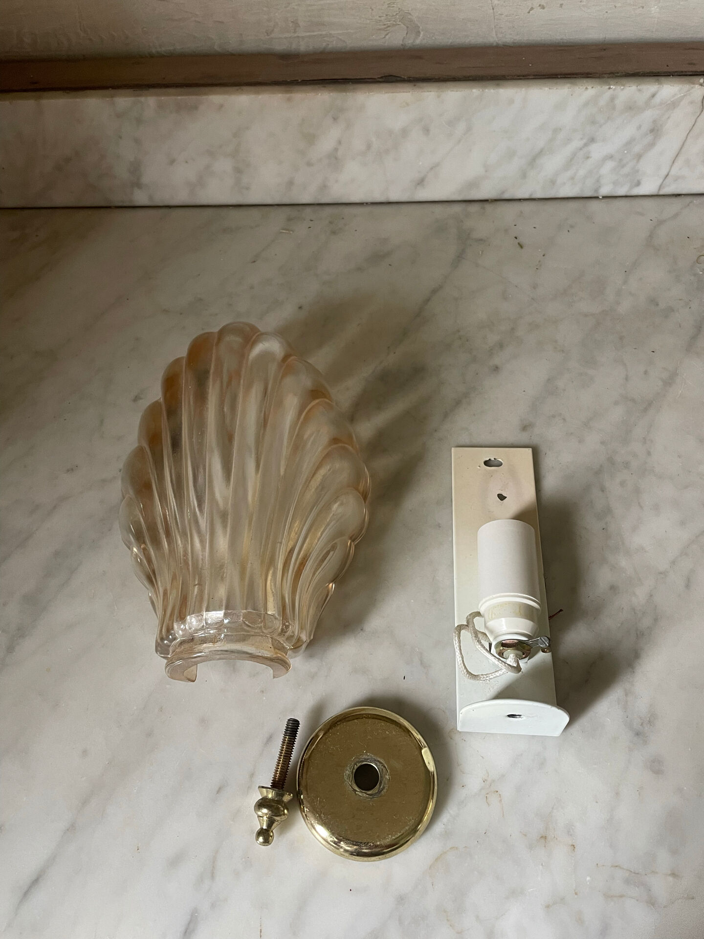 Vintage smoked glass shell wall light