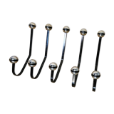5 black and silver coat hooks from the 60s