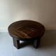 round coffee table in solid elm wood, Maison Regain 1980