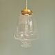 Vintage pendant light in transparent bubbled glass, 70s