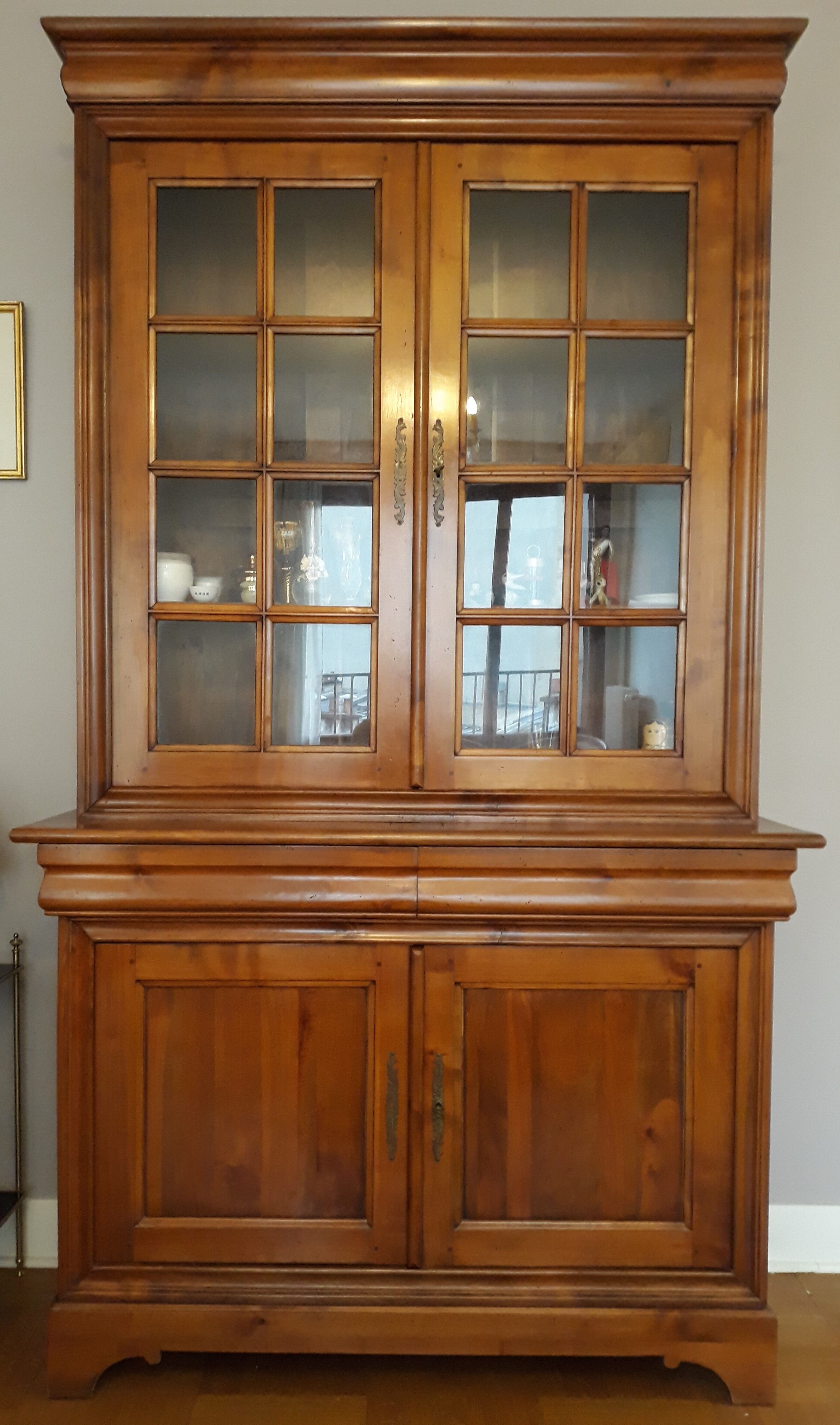 Bookcase 2 bodies in cherry wood Louis Philippe style