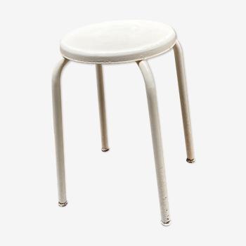 Stool white lacquered sheet metal