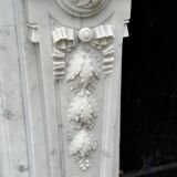 Louis XVI Style Fireplace in White Carrara Marble Circa 1880
