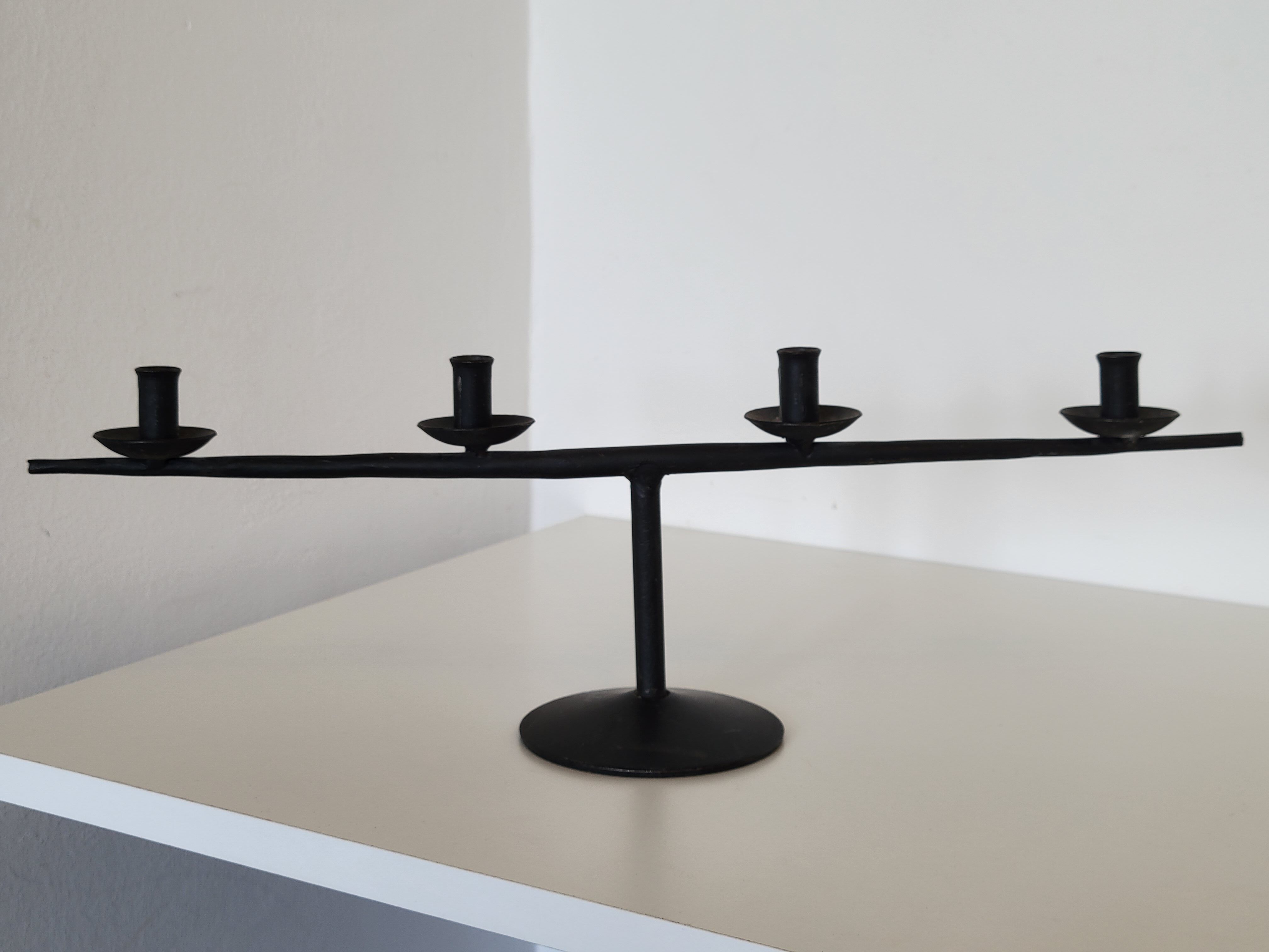 Brutalist candlestick candlestick with 4 metal branches