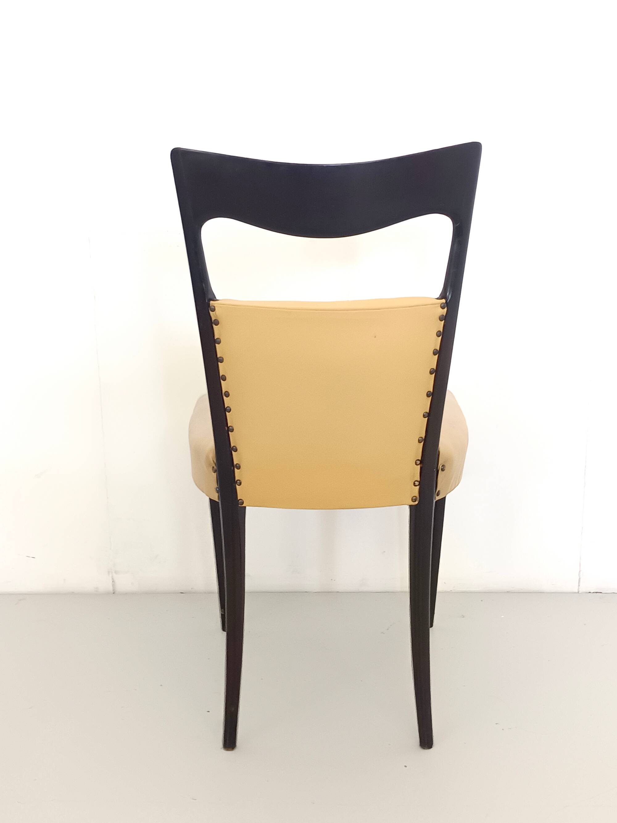 Set of Six Beige Skai Dining Chairs Ascr. to Melchiorre Bega, Italy