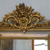 Miroir XIXème à parcloses, stuc doré - 131x83cm