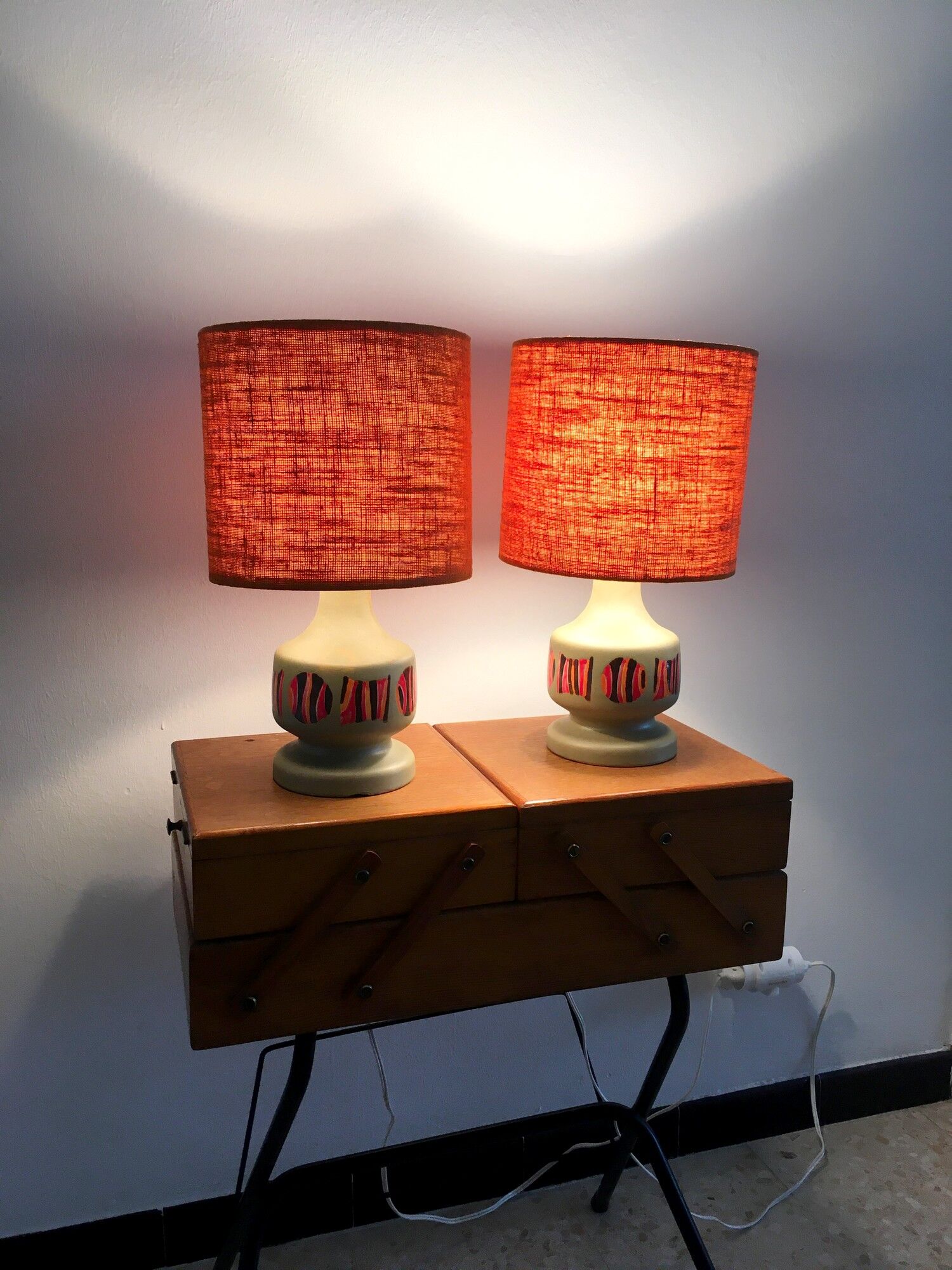 2 vintage ceramic lamps 1970
