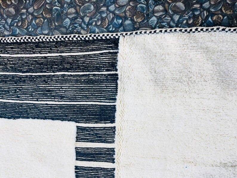 Handmade white and black Berber rug