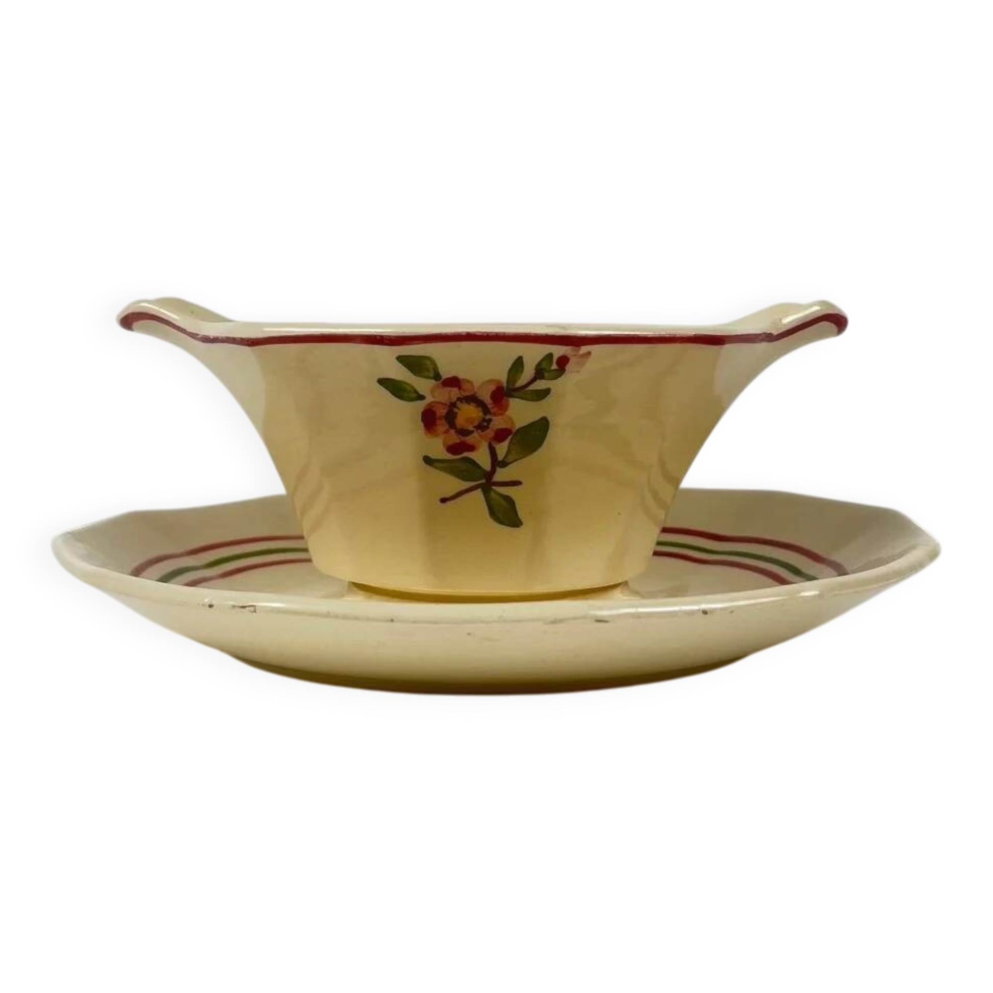 Sauceboat "Armelle", Sarreguemines, late 19th - early 20th century