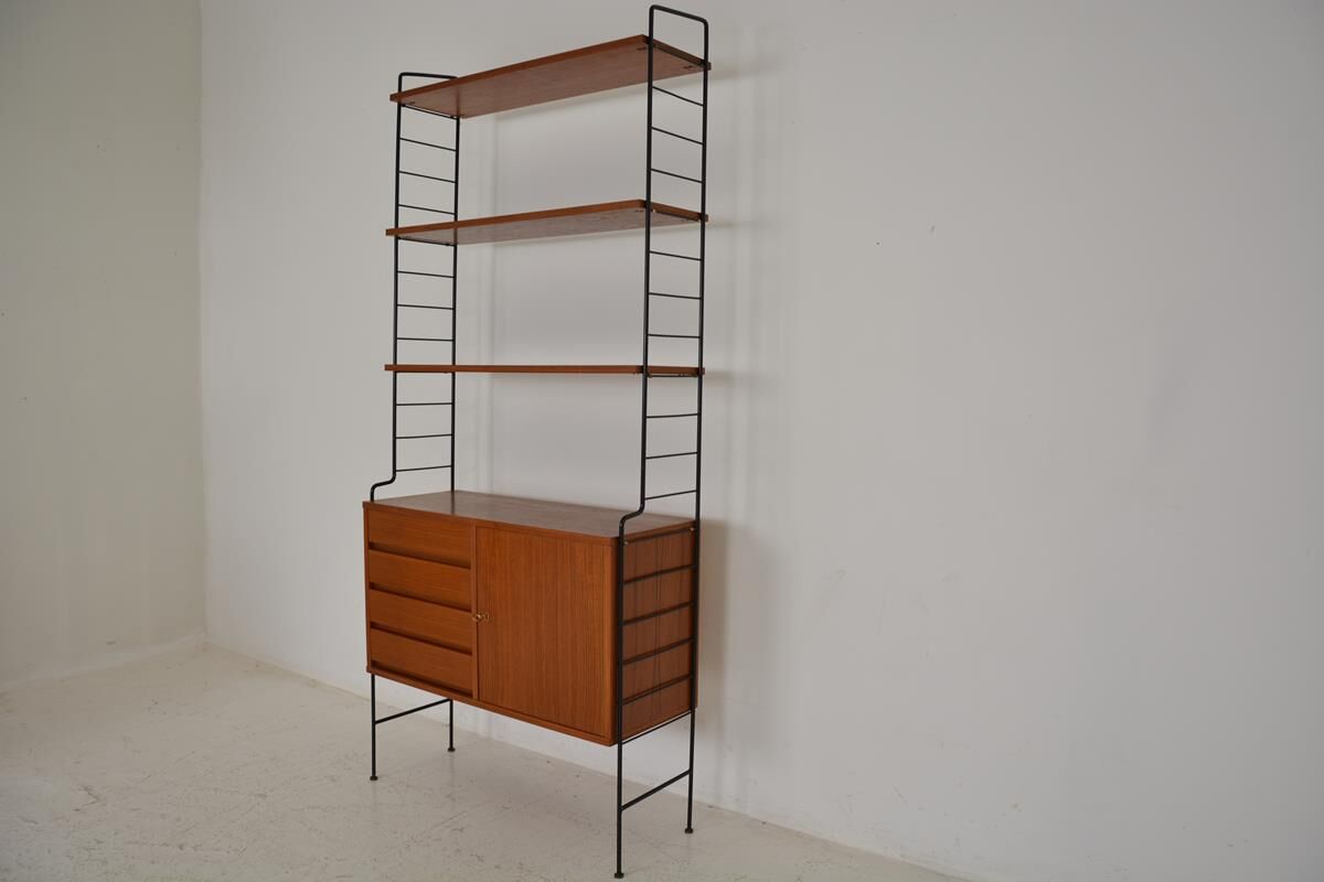 Vintage freestanding teak shelf