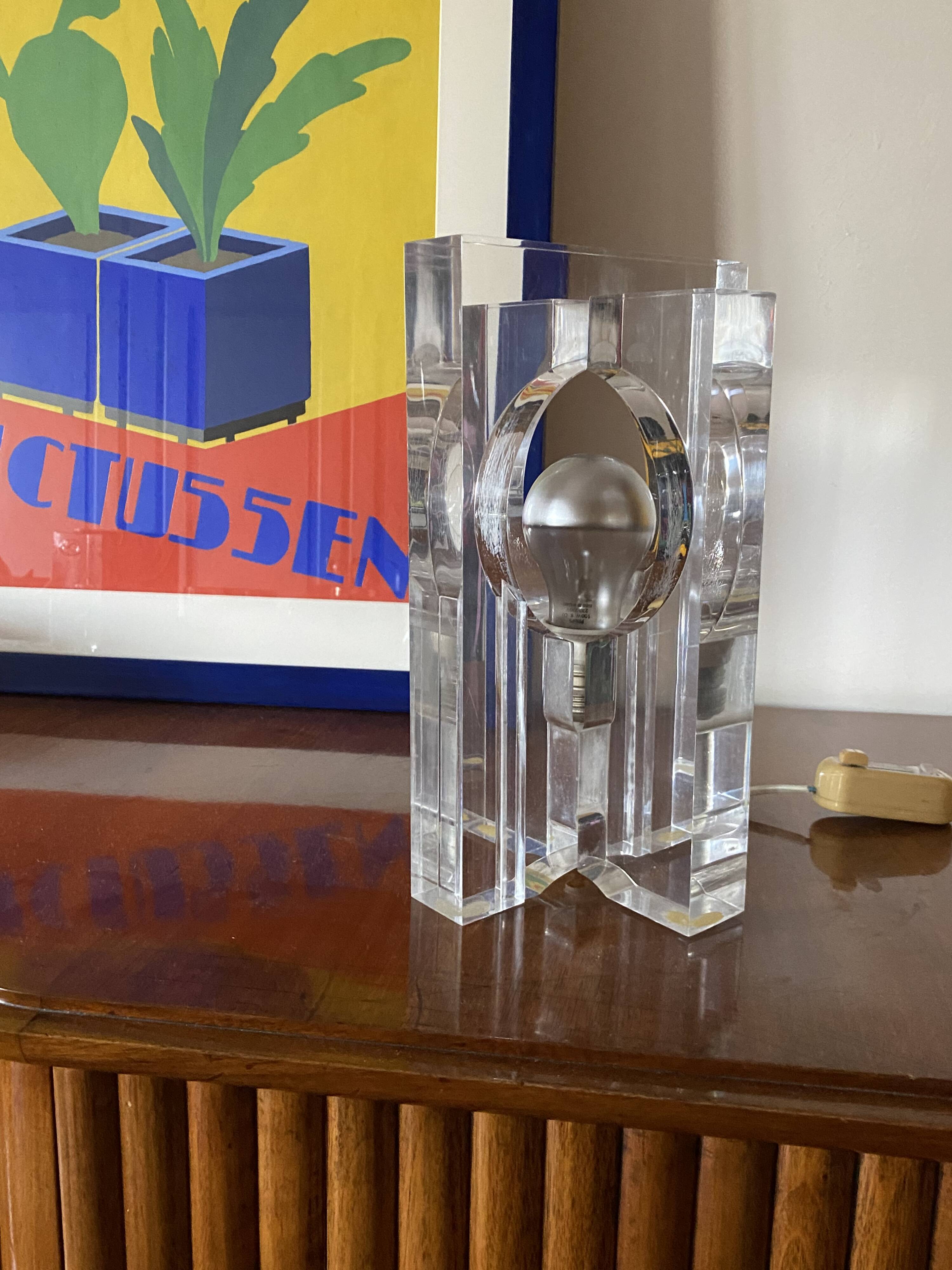 Sandro Petti, sculptural lucite table lamp, Maison Jansen France 1970s