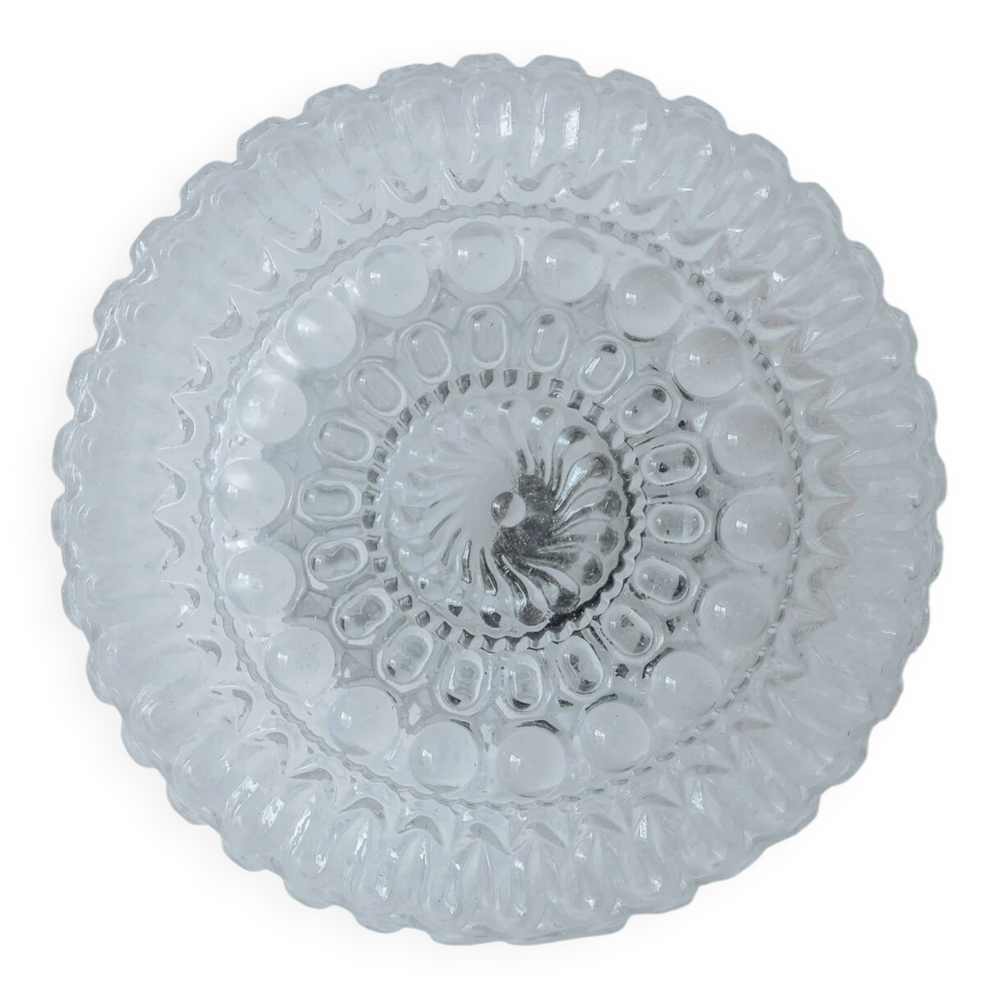 Vintage round ceiling light in bubbled glass, 1970s.