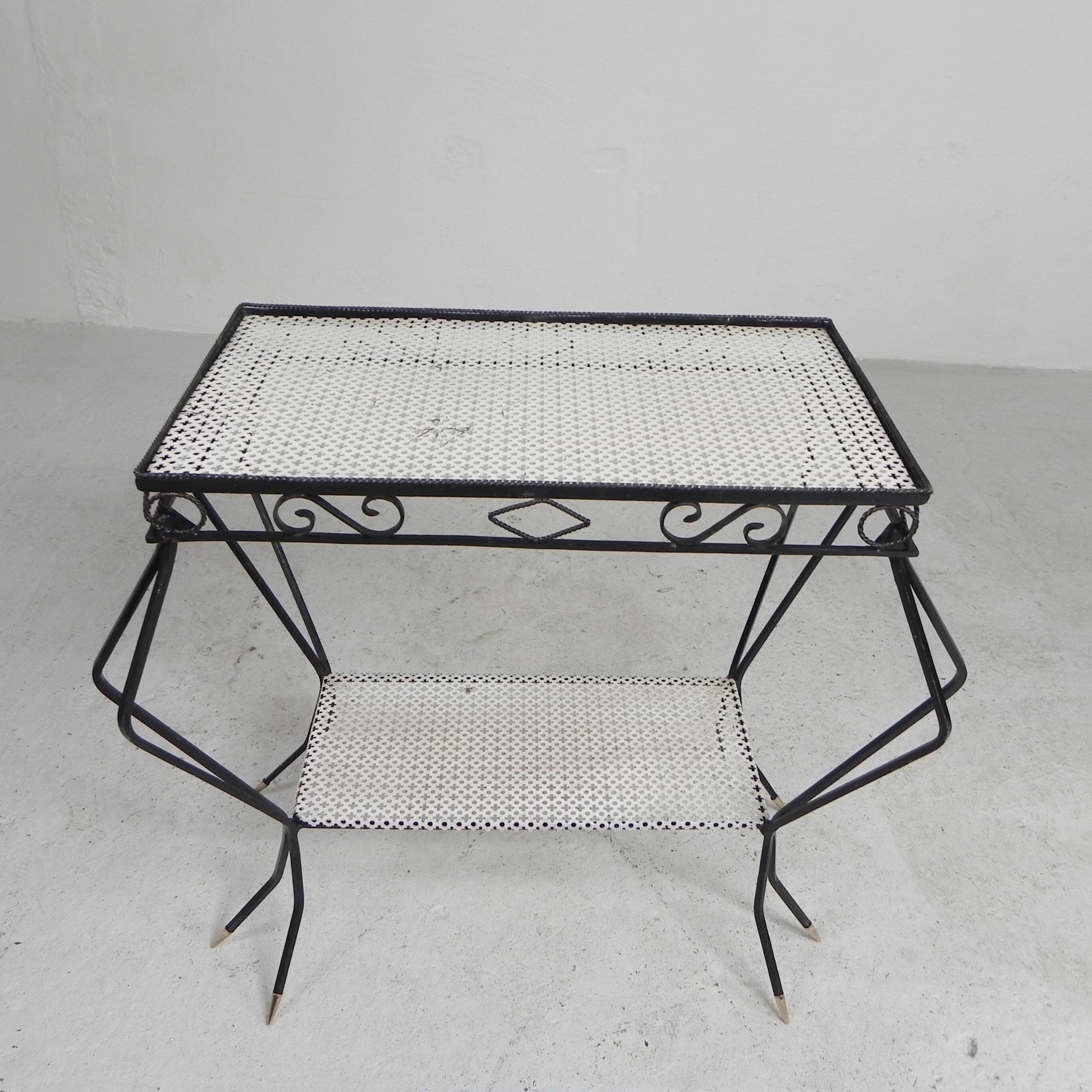 Vintage sculptural steel, (Mategot style) side table, 1950s