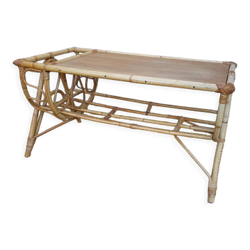 Table basse rotin vintage