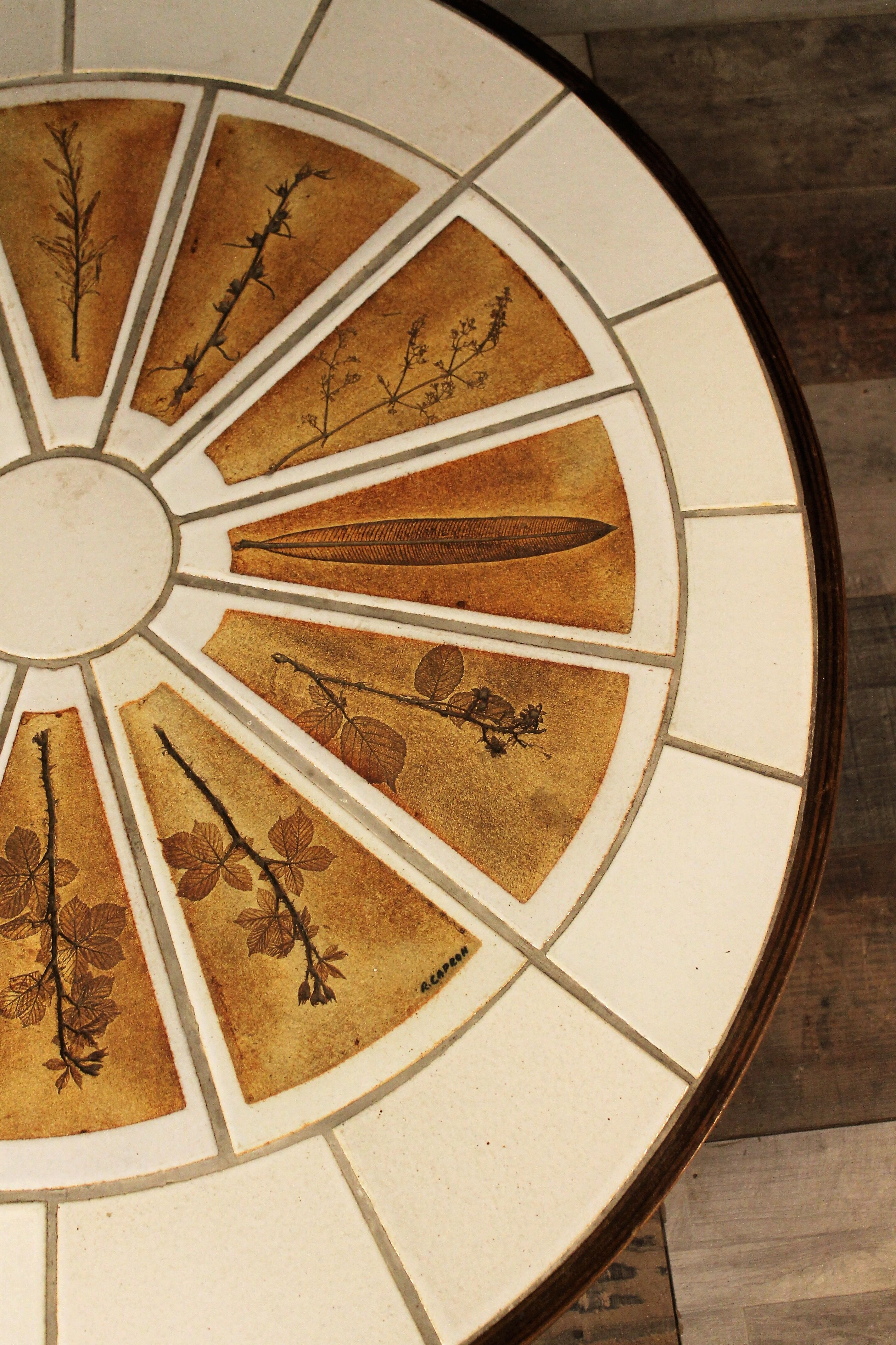 Coffee table "Herbarium" by Roger Capron 1960s