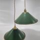 Pair of conical suspensions in green enamelled sheet metal