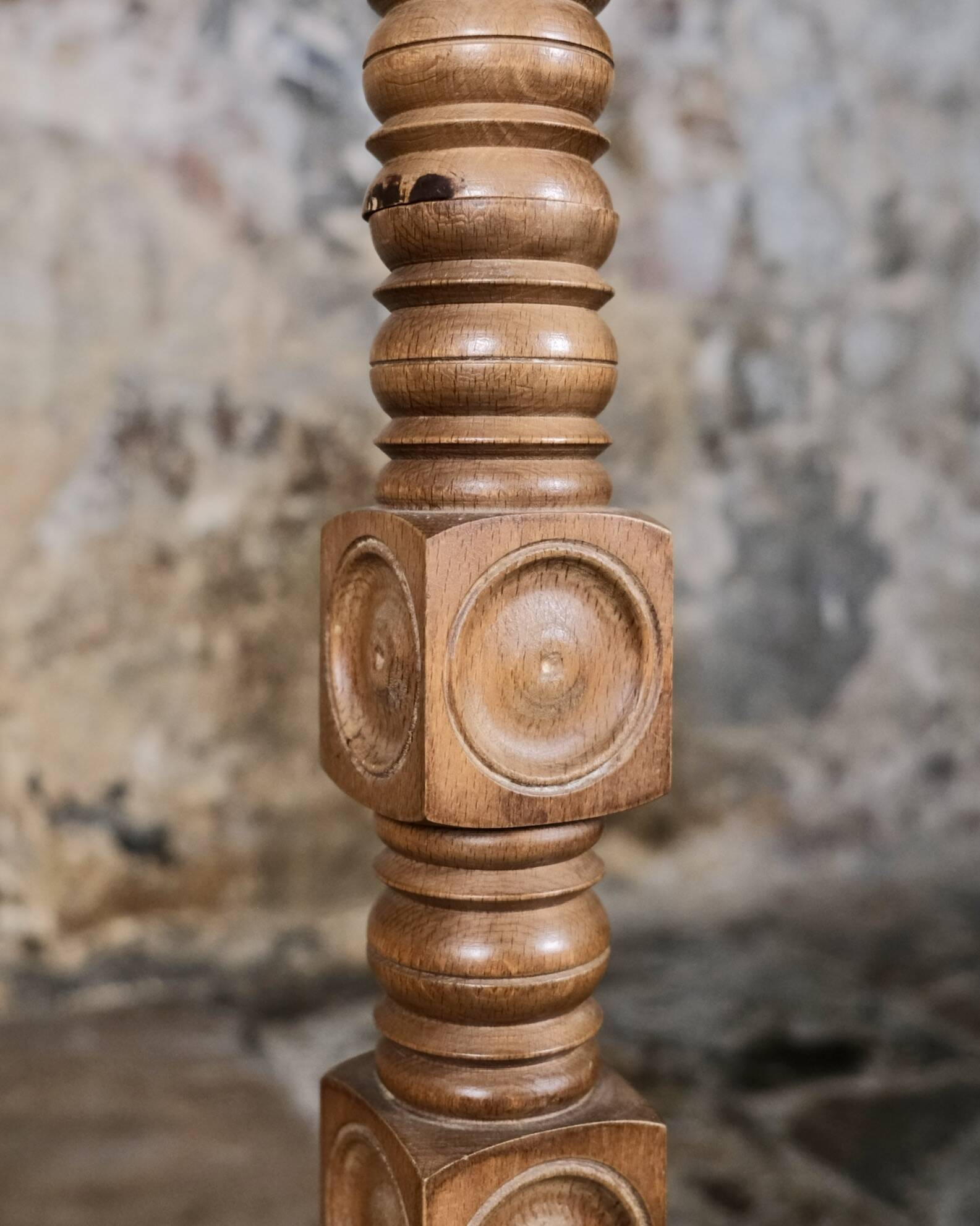 Wood-turned coil lamp, France, mid-20th century.