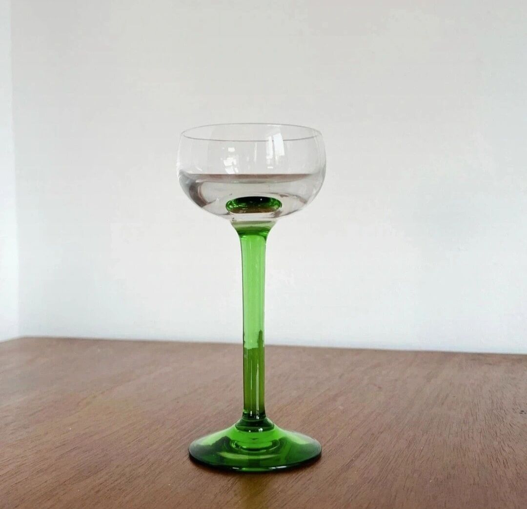 4 digestif glasses bistro green foot 1950s