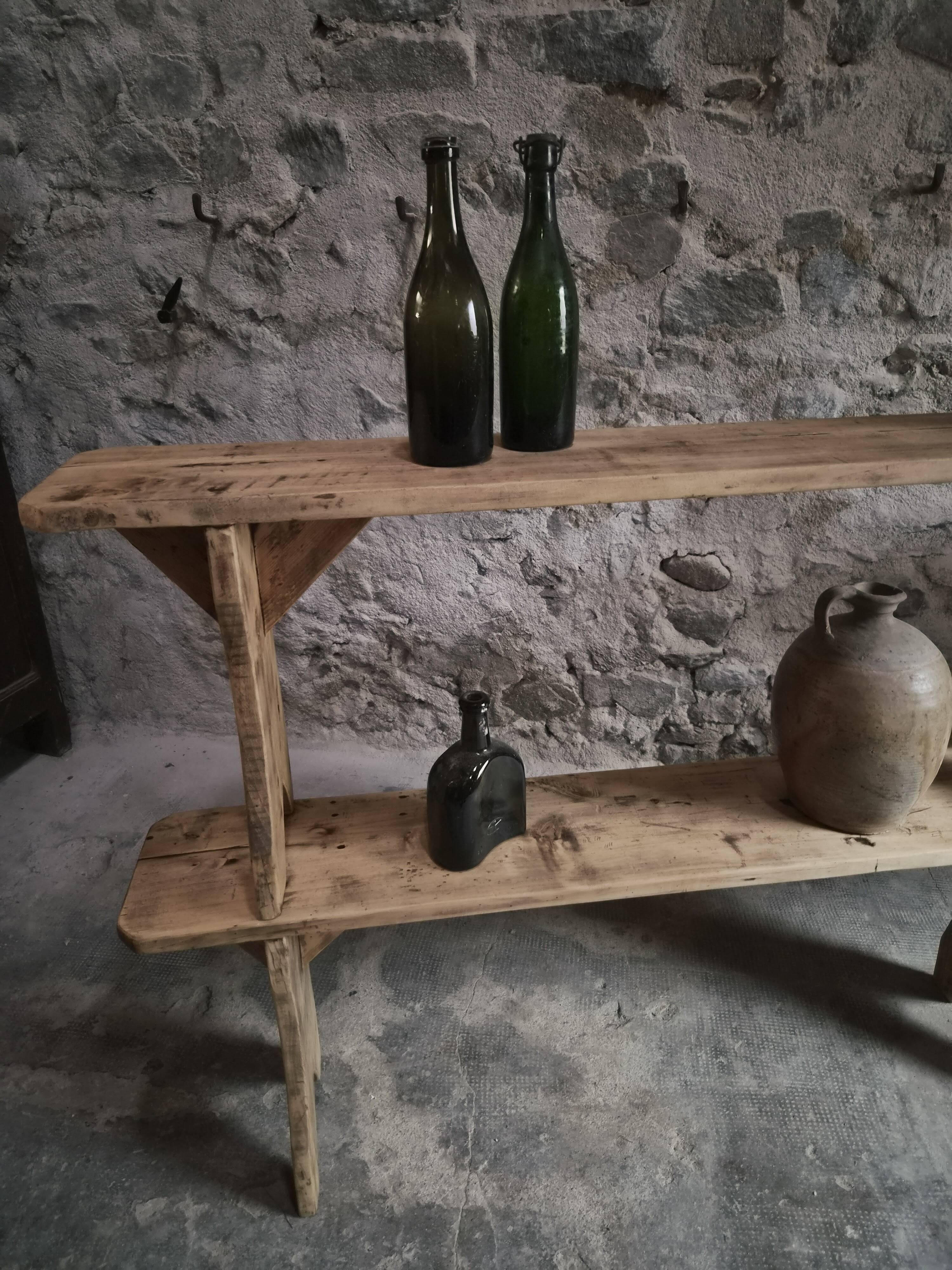 Ensemble de deux bancs vintage en bois de peuplier, 1920–1950