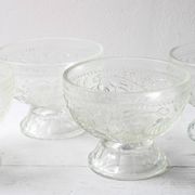 Set of 4 Vintage Pressed Glass Dessert Bowls Cibulak by Pavel Panek / 1977