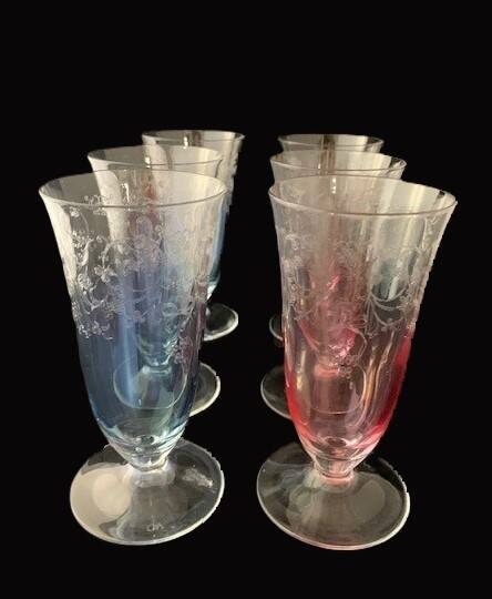 6 Arques crystal flutes stamped CDA